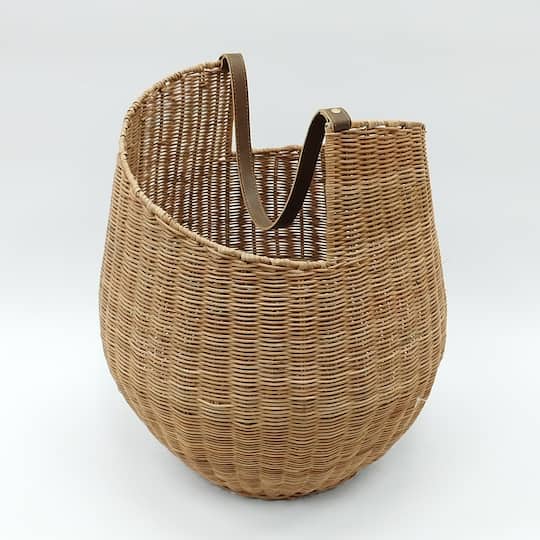Rattan Woven Basket with Faux Leather Handle by Ashland®